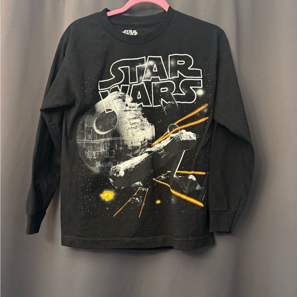 Star Wars Black Long Sleeve Tee with Space Design